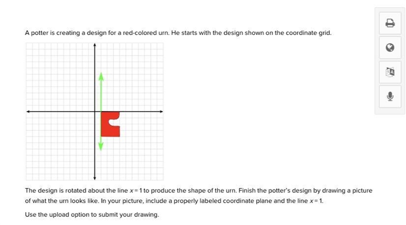 A potter is creating a design for a red-colored urn. He starts with the design shown-example-1