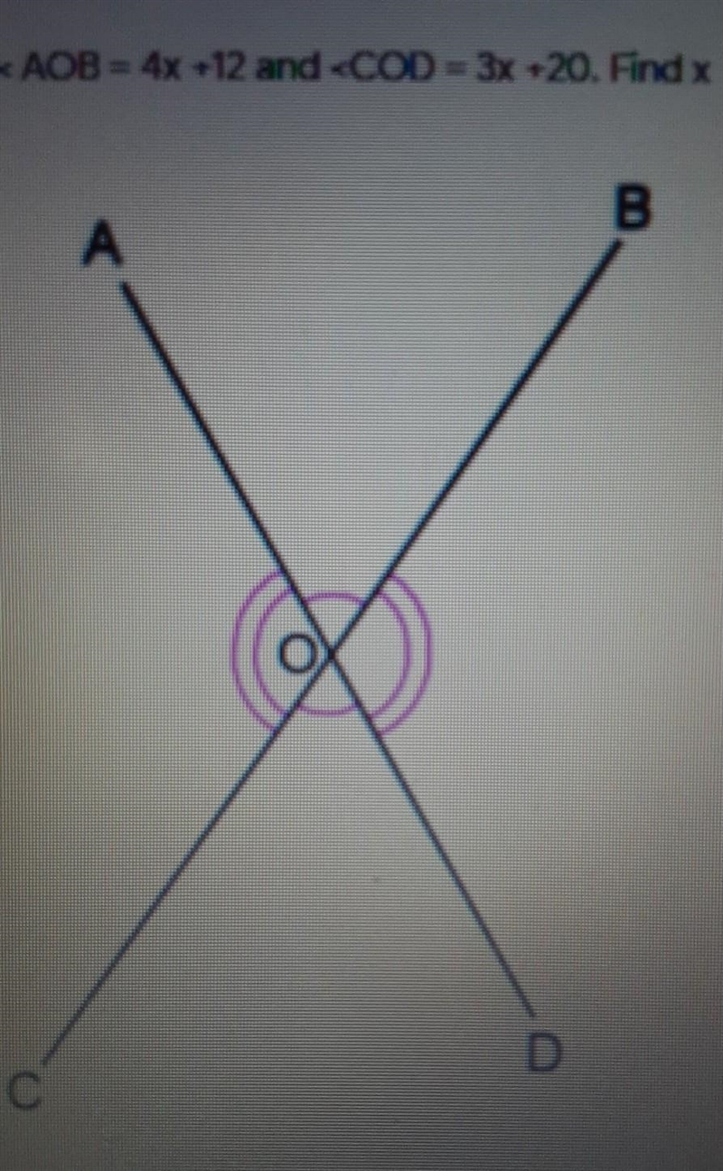 If < AOB = 4x +12 and-example-1