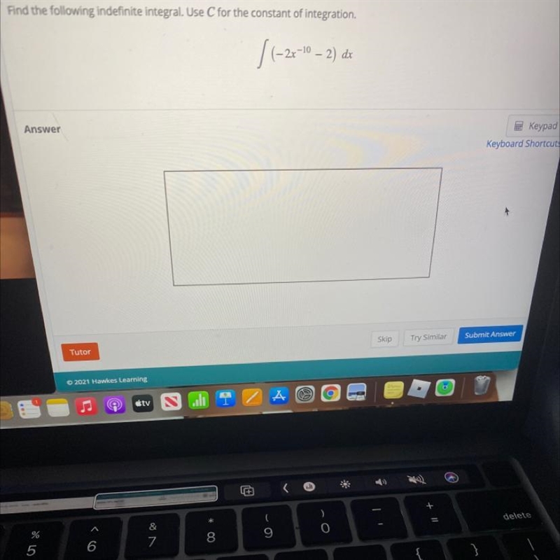 Find the following indefinite integral. Use C for the constant of integration.-example-1