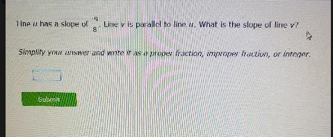 What is the slope of line v? Simplify your answer and write it as a proper fraction-example-1