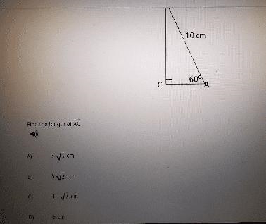 Find the length of segment ac. 60° and 10 cm-example-1