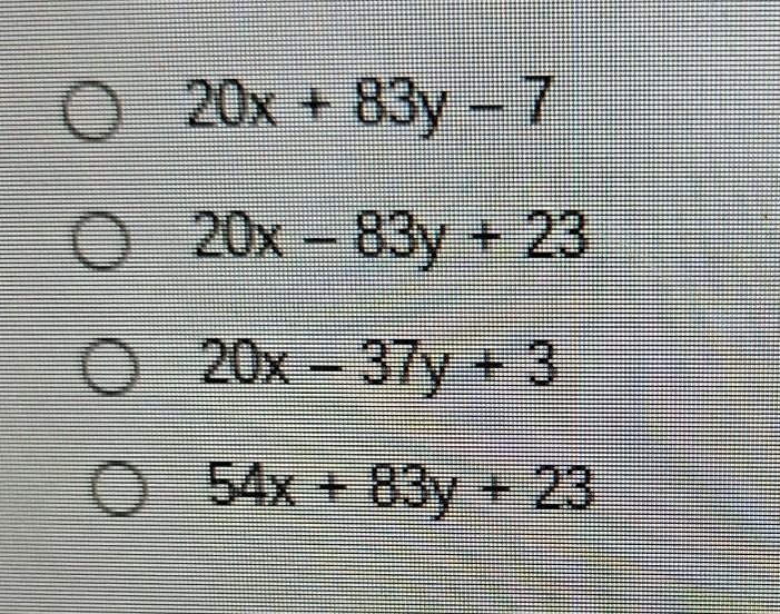 Which expression is equivalent to 37x + (5 - 60y) + 8 - (17x + 10 - 23y)?-example-1