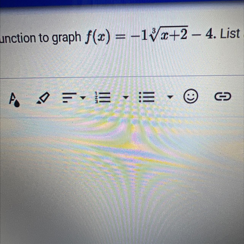 Describe the transformations of the parent function to graph ( in picture). List at-example-1