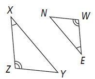 I need help please. What is the similarity statement for the triangle pair? A. ΔXYZ-example-1