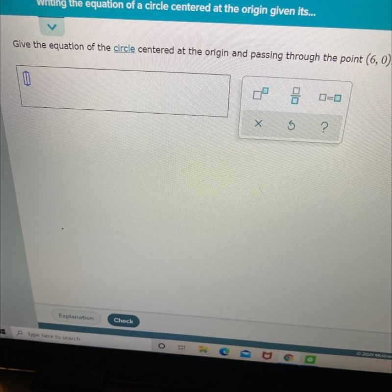 Writing the equation of a circle centered at the origin given its radius or a point-example-1