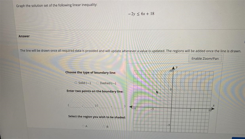 Graph the solution of the linear inequality and answer the questions on the bottom-example-1