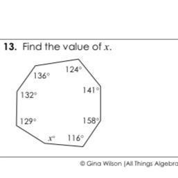 13. Find the value of x. 124 136 132 158 129 142 116 need ASAP!!-example-1