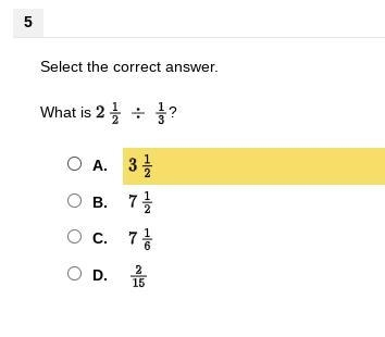 HURRRY two and one half divided by one third fraction form-example-1