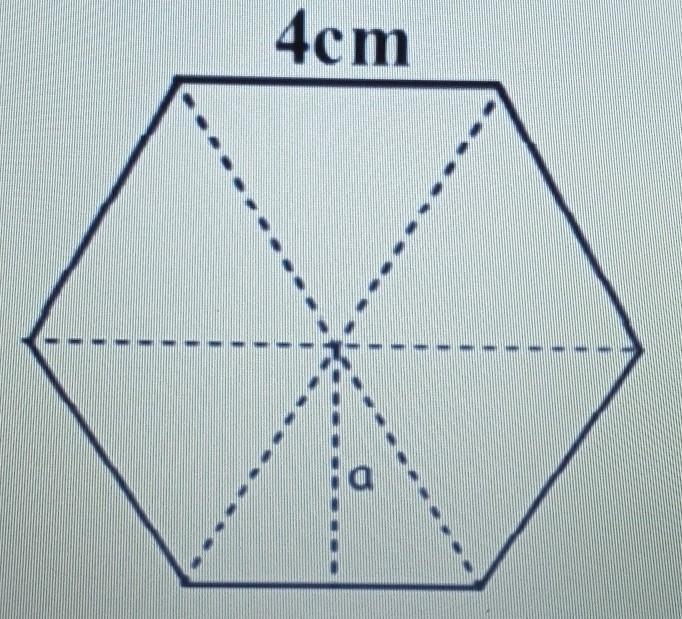 Find the area of a regular hexagon with side length of 4 cm. Leave your answer in-example-1