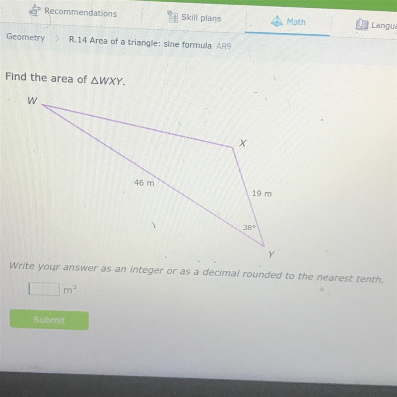 Others tutors referred me to different people please help ! area of a triangle: sine-example-1