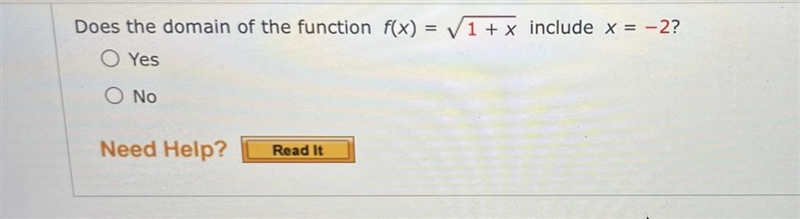 Does the domain of the function include x = -2?-example-1