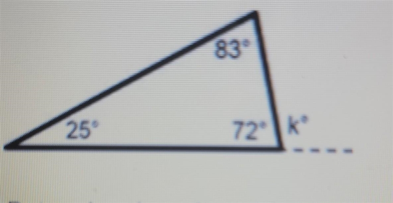 Determine the value for k.​ A. 18 B. 108 C. 97 D. 180-example-1