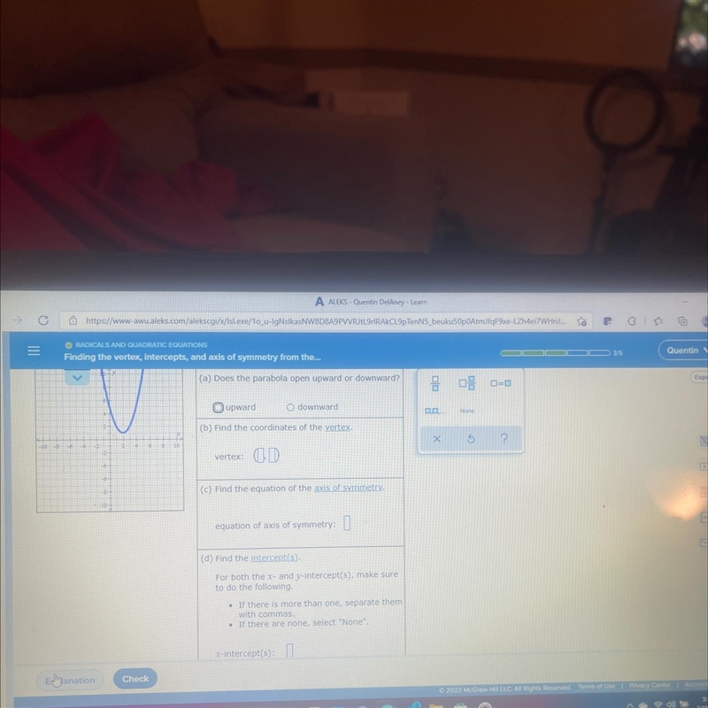 Use the graph of the parabola to fill in the table .-example-1