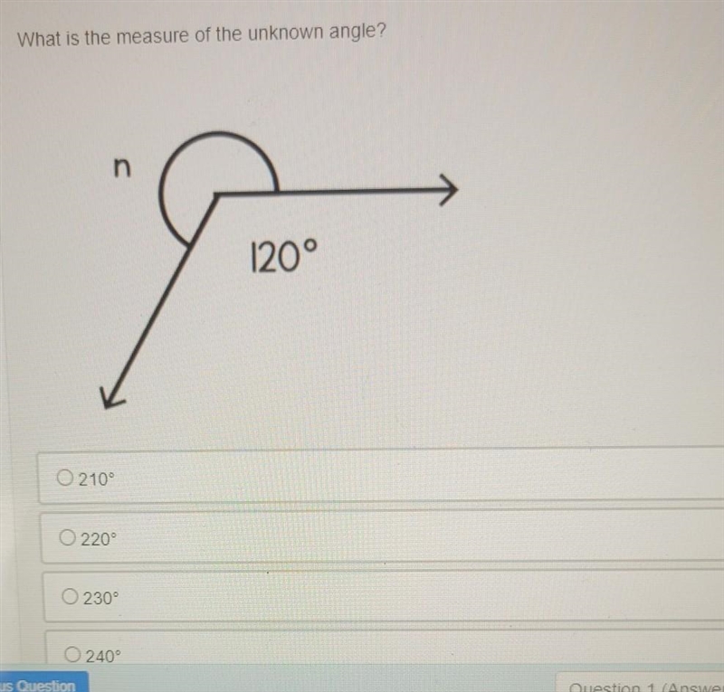 What is the measure of the unknown angle? n 120°​-example-1