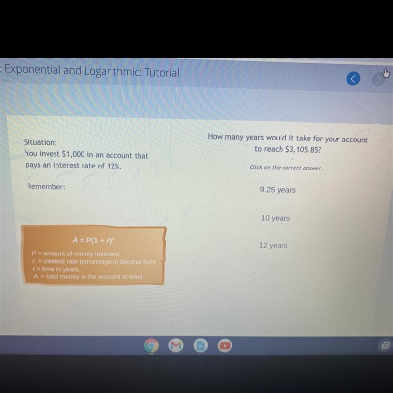 You invest 1,000 in an account that pays an interest rate of 12%How many years would-example-1