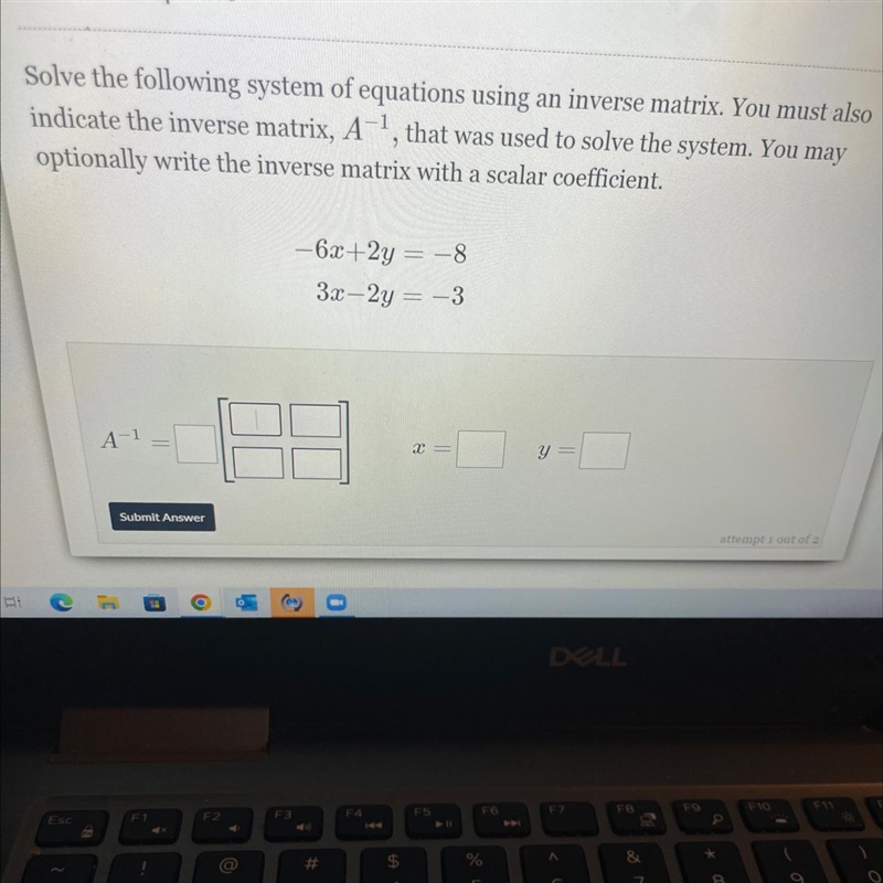 Solve the following system of equations using an inverse matrix. You must alsoindicate-example-1