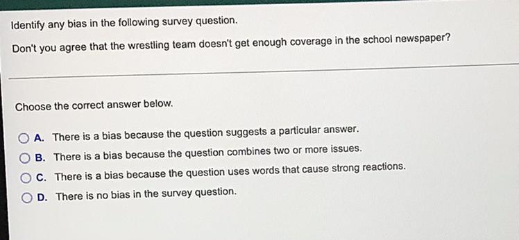 Identify any bias in the following question. Don’t you agree that the wrestling team-example-1