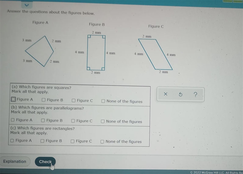 GEOMETRY Identifying parallelograms, rectangles, and squares Answer the questions-example-1