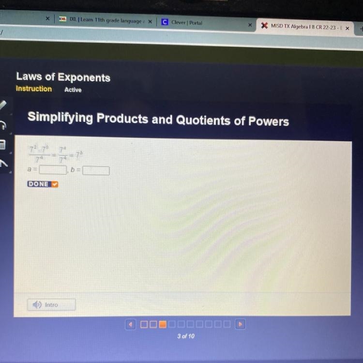 Laws of Exponents Instruction Active Simplifying Products and Quotients of Powers-example-1