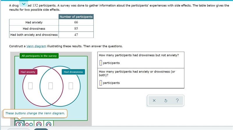 Constructing a Venn diagram with 2 sets to solve a word problem-example-1