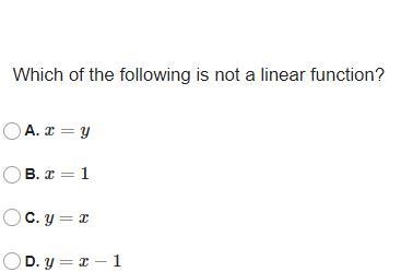 Which of the following is not a linear function?-example-1