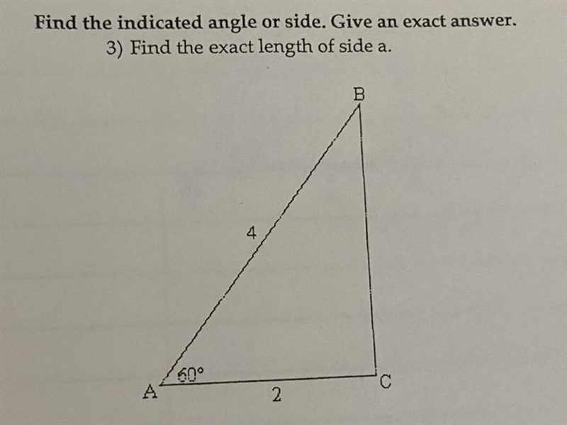 Find the indicated angle or side. Give an exact answer.-example-1