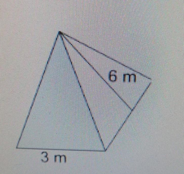 a square pyramid has a base height edge length of 3m and a slant height of 6m. find-example-1