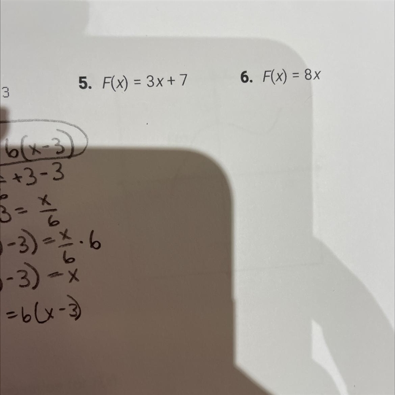 For questions 5&6 find F -1(x), the inverse of F(x)-example-1