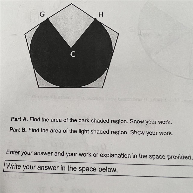 The figure shows a circle inscribed into a regular pentagon.Cis the center of the-example-1