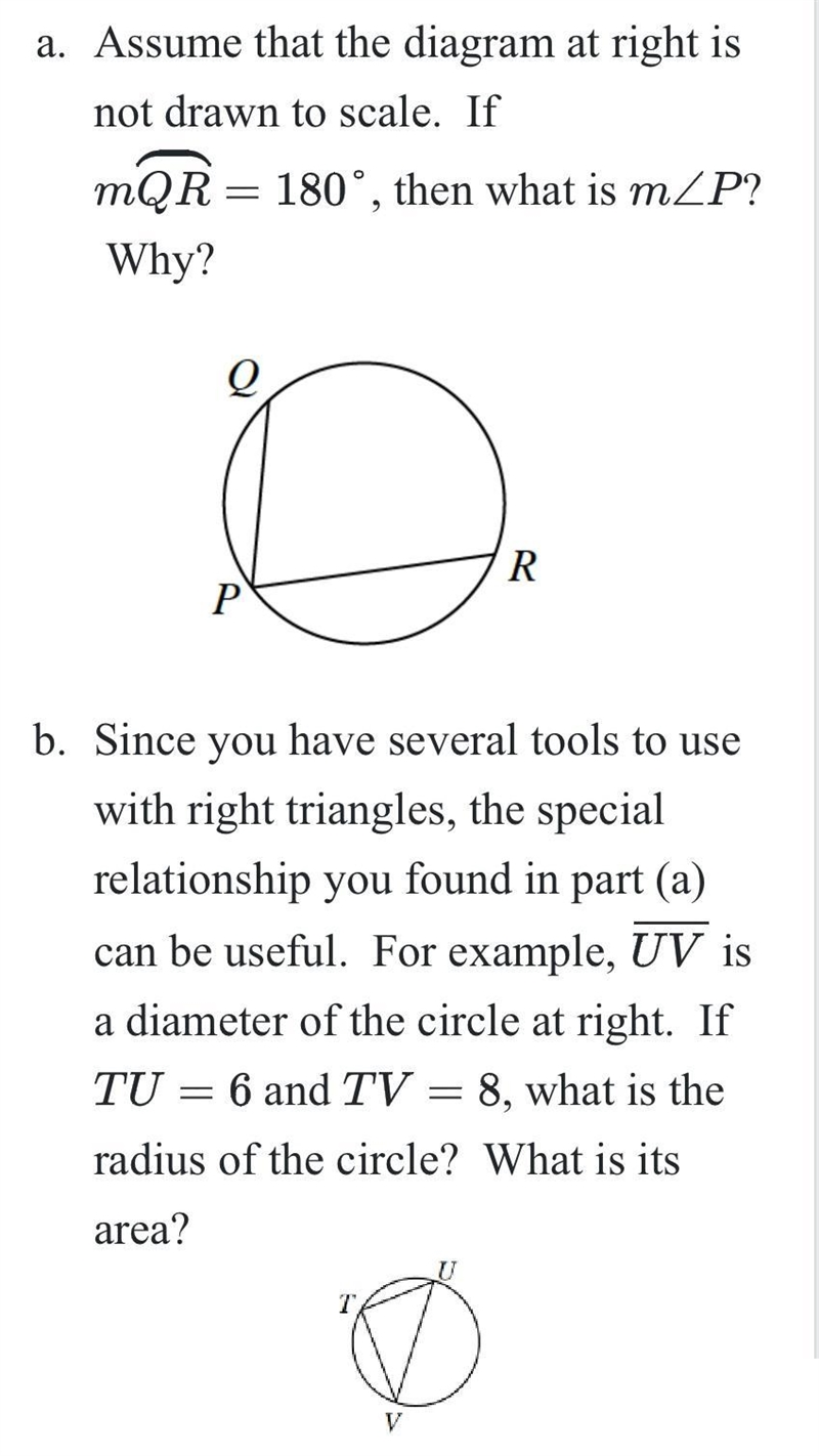 A. Assume that the diagram at right is not drawn to scale. If the measure of the arc-example-1