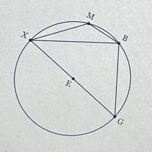 The figure below shows a circle with center E and diameter XG. Which of the anglesmust-example-1