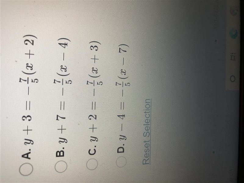 Hi, need help please to get my HS diploma...did not graduate :( Write the point-slope-example-1