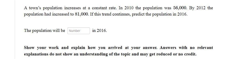 A town’s population increases at a constant rate. In 2010 the population was 56,000 . By-example-1