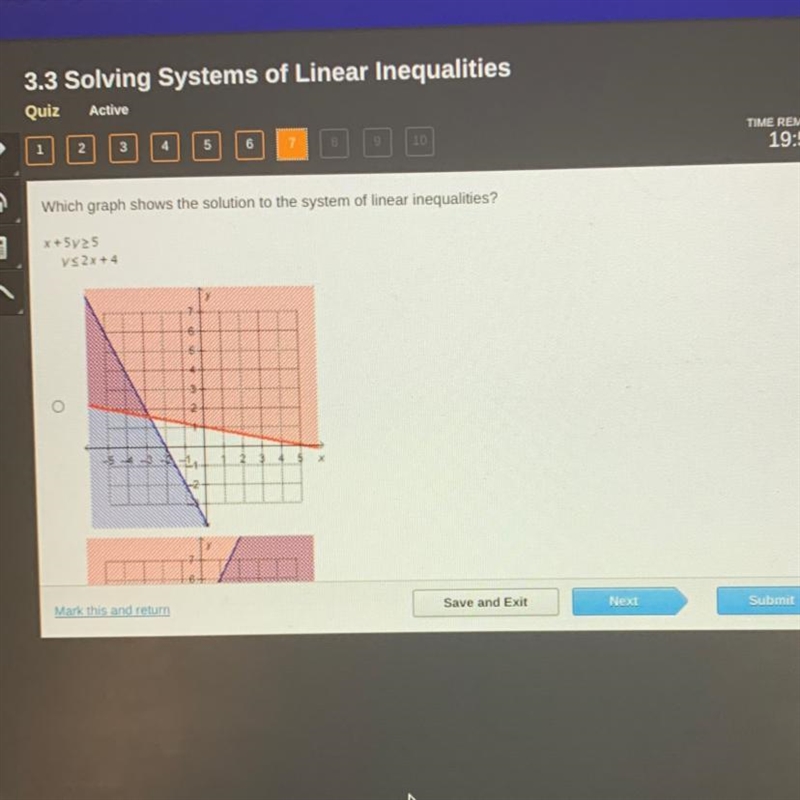 Which graph shows the solution to the system of linear inequalities?x+5y25vs2x+46Save-example-1