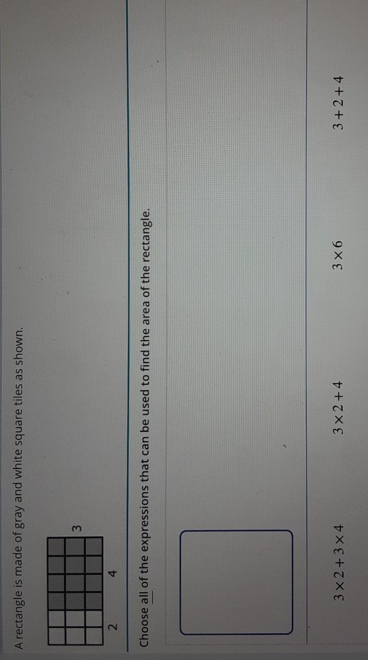 A rectangular is made of gray and white square tiles as shown. Choose all the expressions-example-1