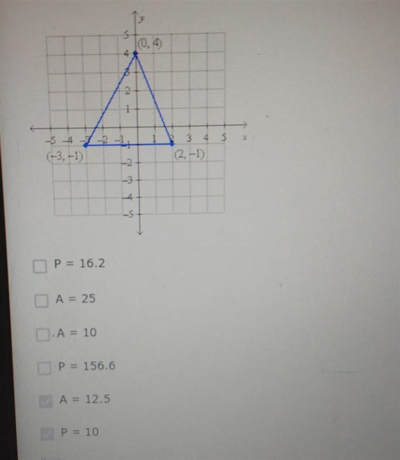 find the area and perimeter of the triangle select the two answers that apply and-example-1