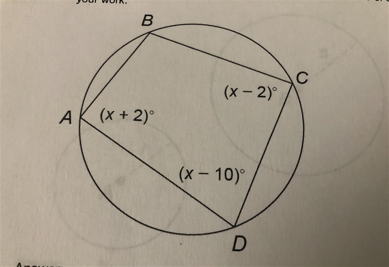 Quadrilateral ABCD is inscribed in a circle. find the measure of each of the angles-example-1