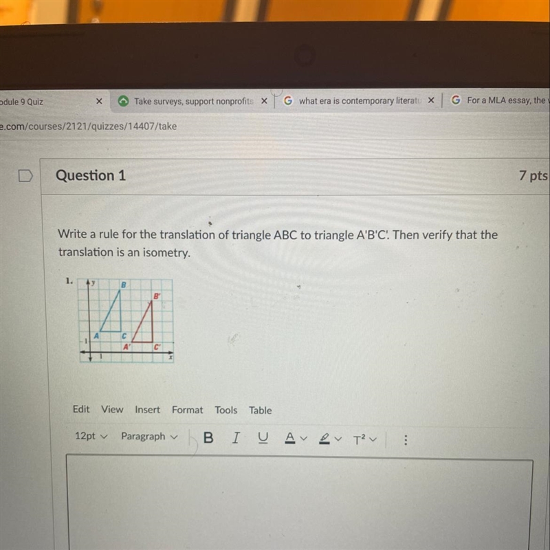 Write a rule for the translation of triangle abc to a’b’c’. Then verify that the translation-example-1