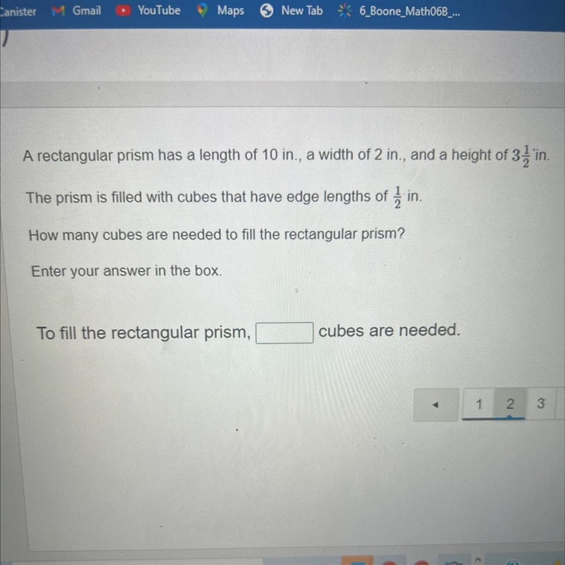 A rectangular prism has a length of 10 in., a width of 2 in., and a height of 3 1/2 in-example-1