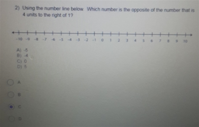 Using the number line below. Which number is the opposite of the number that is 4 units-example-1