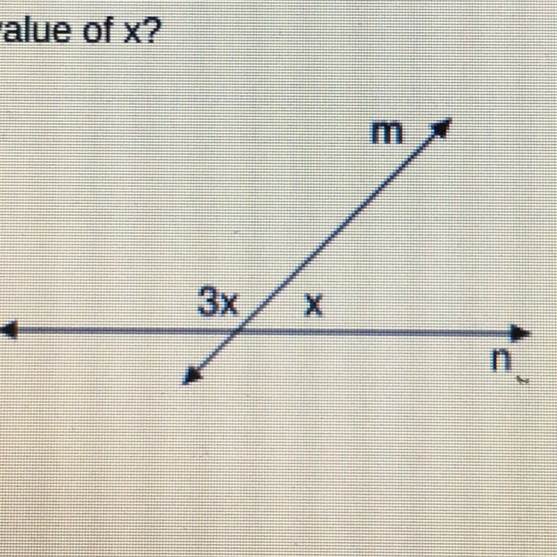 Line m is intersected by line n. What is the value of x?-example-1