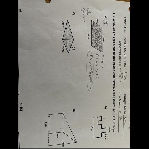 How to find the areas of figure b, c, and d in question 1-example-1