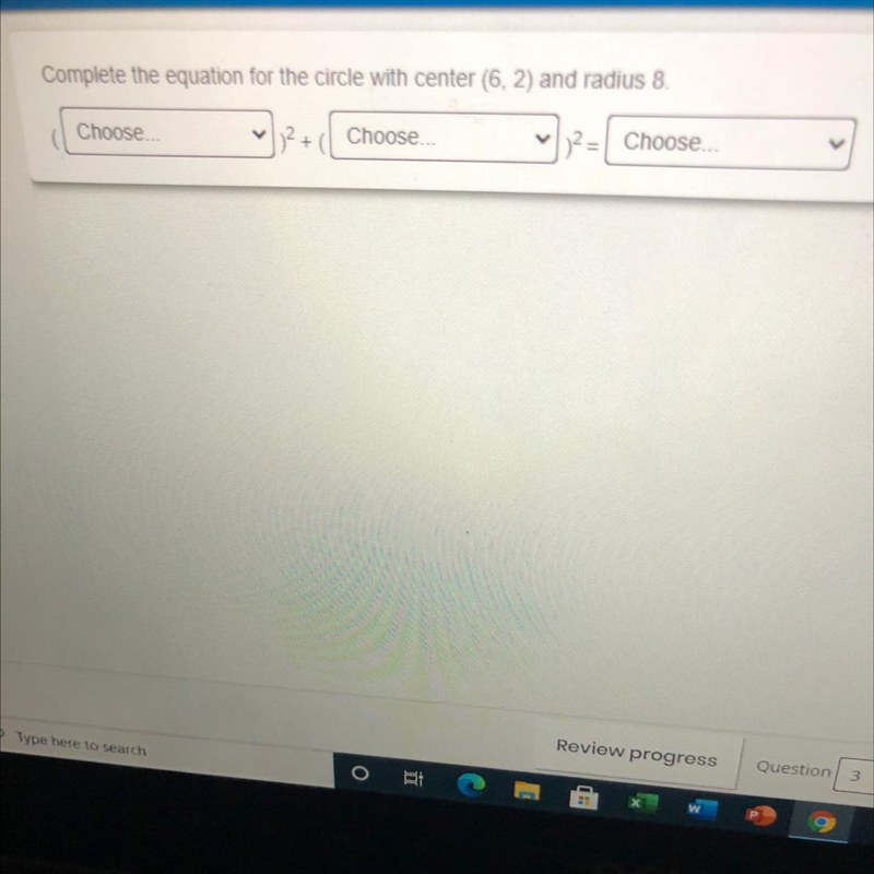 Complete the equation for the circle with center (6,2) and radius 8.-example-1