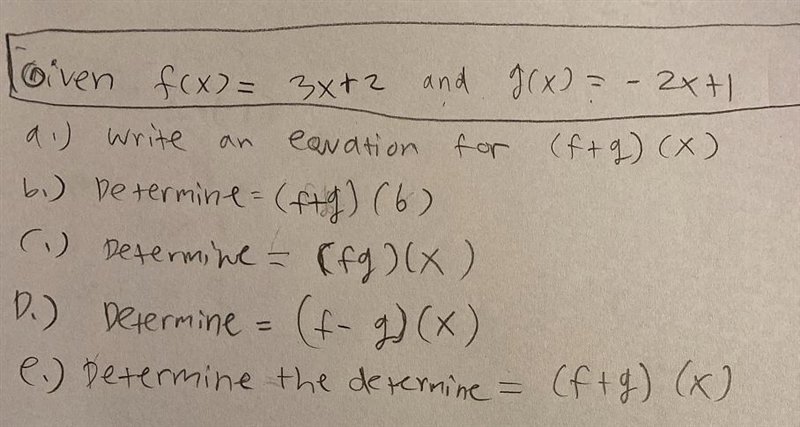 How do I write an equation given the 2 previous functions ?Correction: (e) Determine-example-1