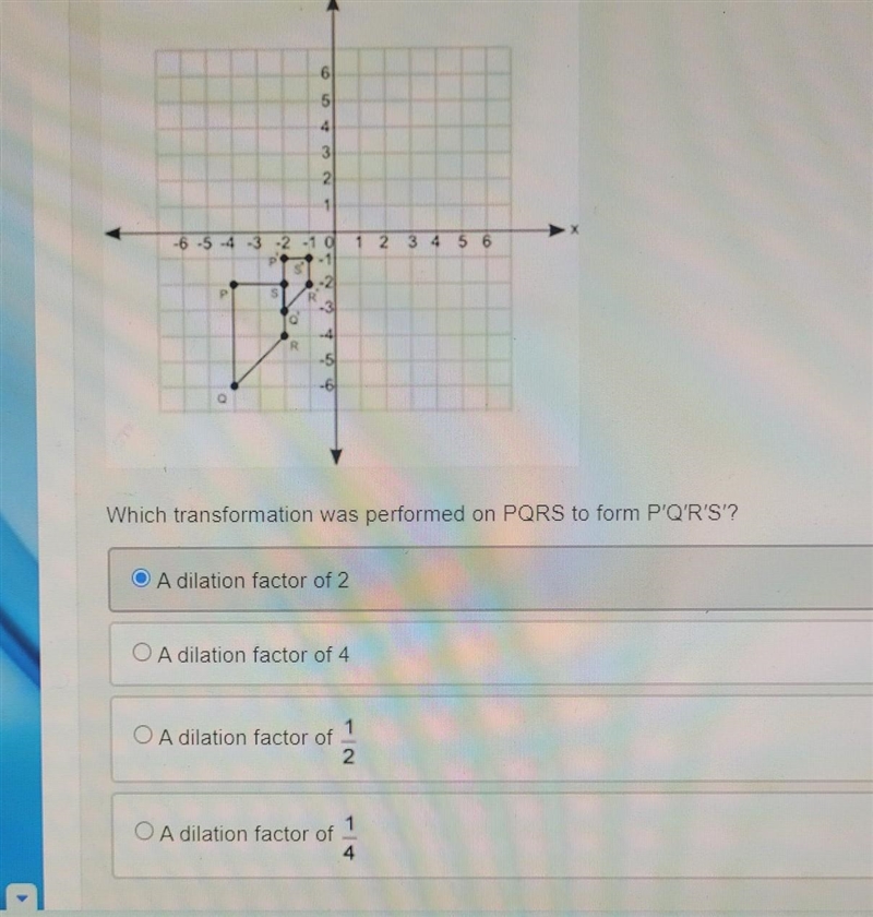 Which transformation was performed on PQR to form P'Q'R'S'​-example-1