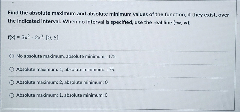 Find the absolute maximum and absolute minimum values of the function, if they exist-example-1