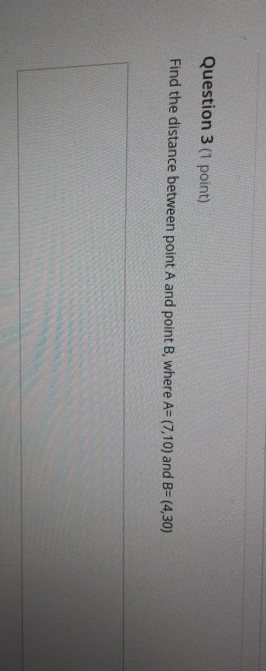 What is the distance between point a and point B where a equals 70, 10 and b equals-example-1