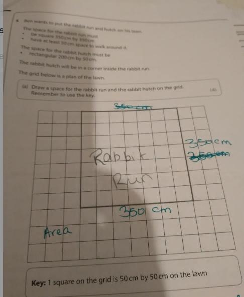 Ben wants to put the rabbit run and hutch on his lawn.. The space for the rabbit run-example-1