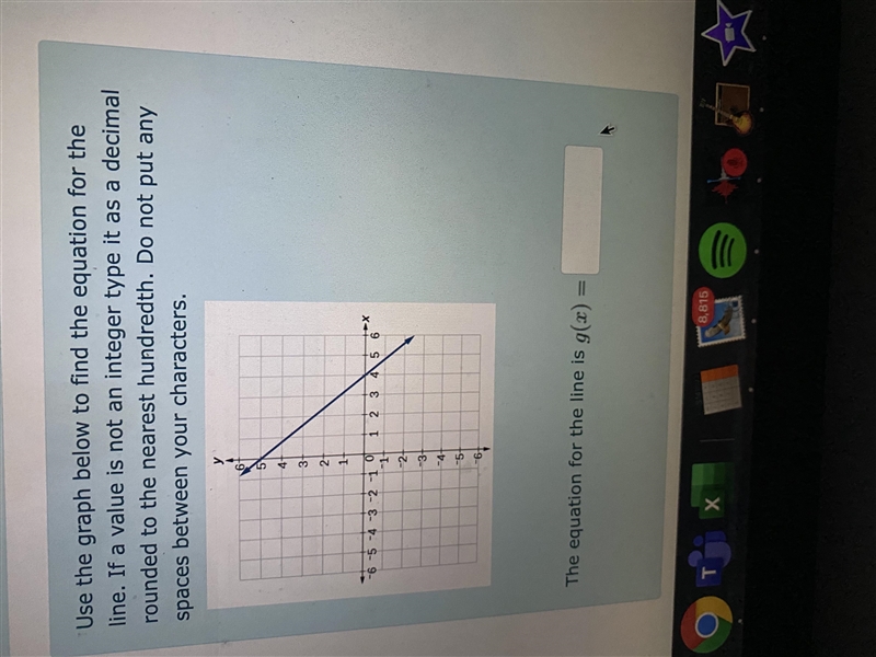 Use the graph below to find the equation for the line. If a value is not an integer-example-1