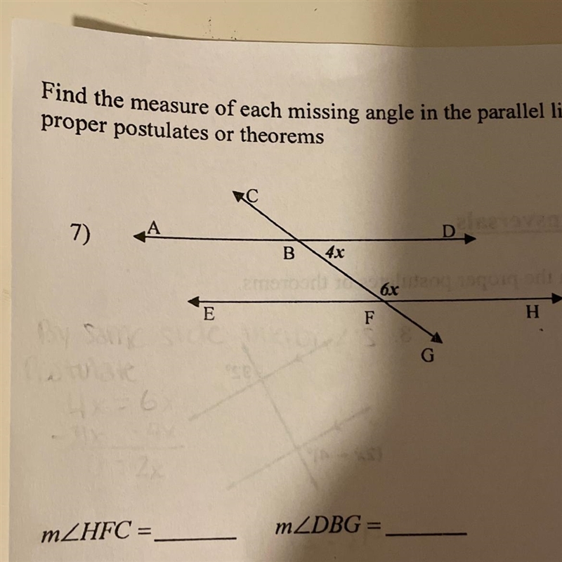 Find the measure of mousing angle and justify your answer with postulates and theorems-example-1